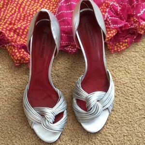 Cesare Paciotti All Leather Silver Sandals.